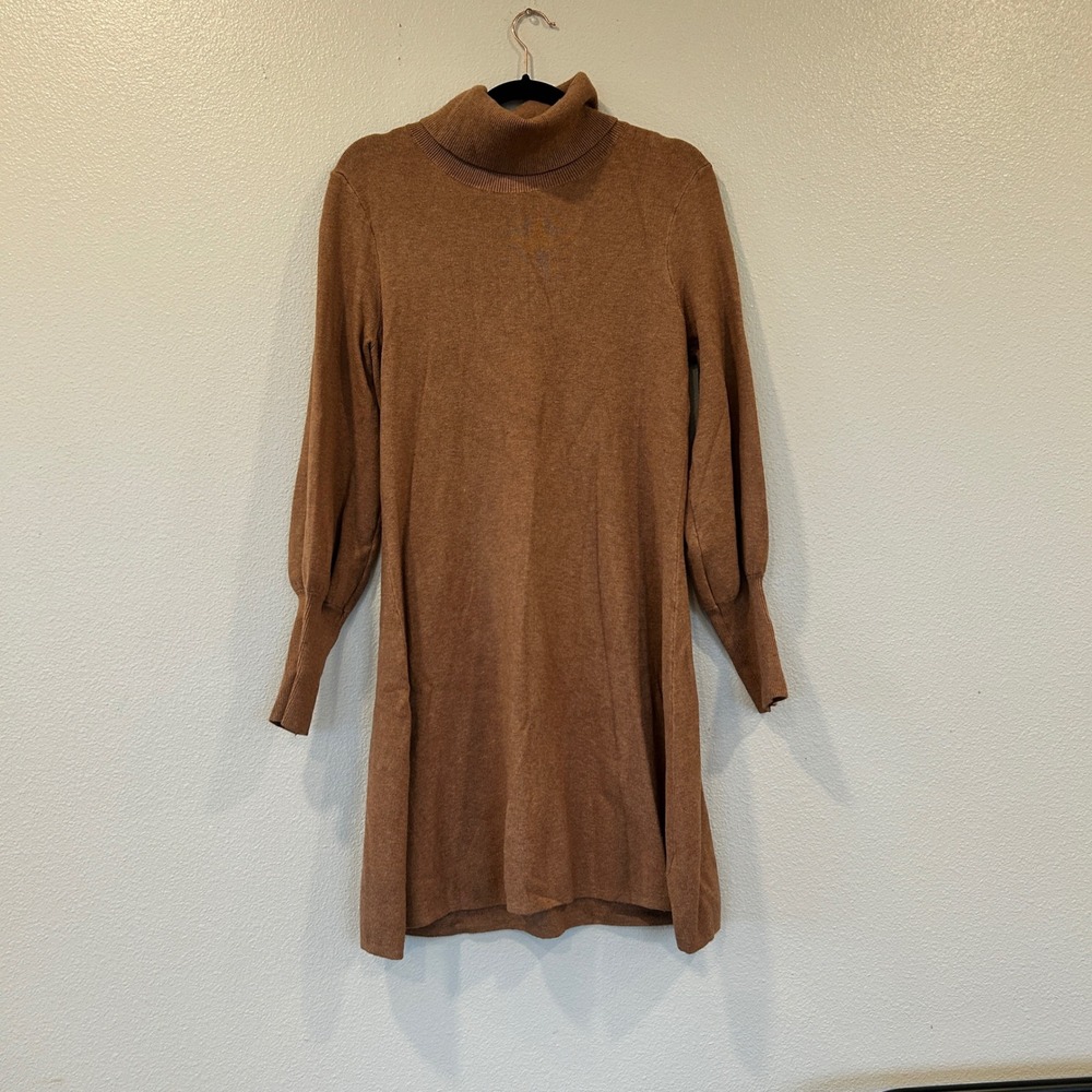 Tahari Women Sweater Dress Turtleneck Long‎ Sleeve Brown Women's Size M